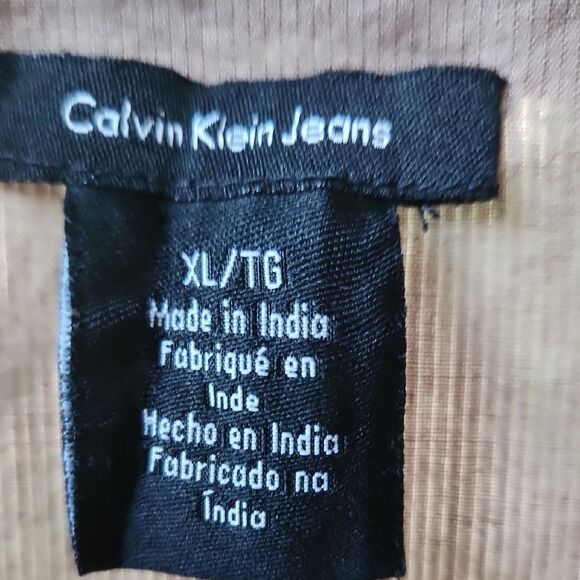 Brown Ruffled Button-Up Shirt Womens XL By Calvin Klein Jeans - Picture 2 of 10